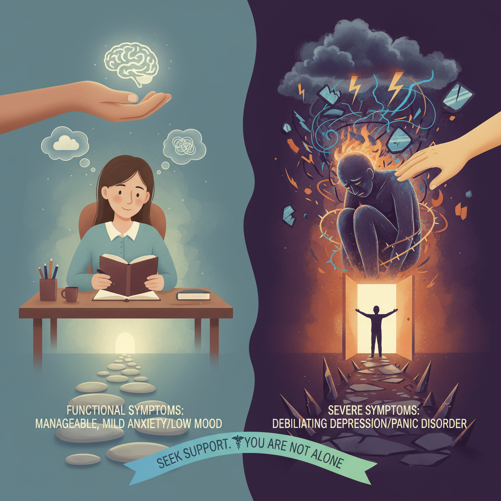 functional vs severe mental health symptoms